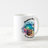 コーヒおもしろいーマグet respect海(白) コーヒーマグカップ (正面右)