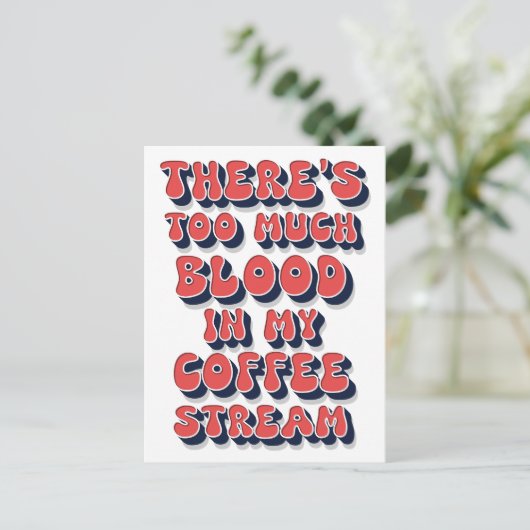 コーヒおもしろいーユーモアポップ・アートのレトロ文化文字ことわざ ポストカード (スタンド正面)