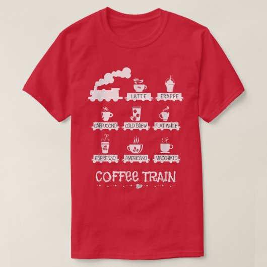コーヒおもしろいーラテフラッペカプチーノエスプレッソコフ Tシャツ (デザイン正面)