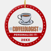 コーヒおもしろいーラバーバリスタコーヒーユーモアのある学者 セラミックオーナメント (裏面)