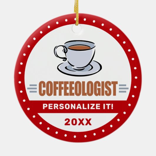 コーヒおもしろいーラバーバリスタコーヒーユーモアのある学者 セラミックオーナメント (裏面)