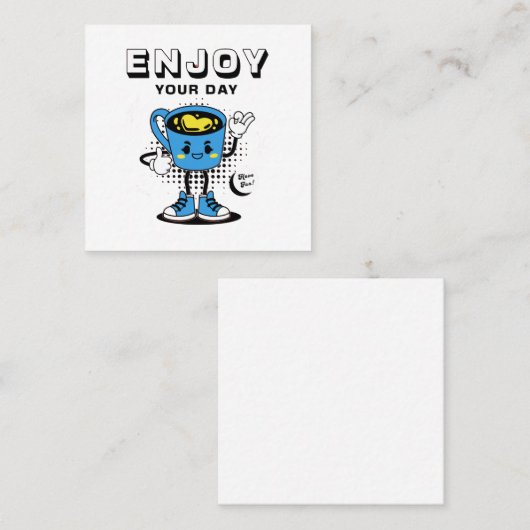 コーヒおもしろいーレトロマスコット–2 スクエア名刺 (正面/裏面)