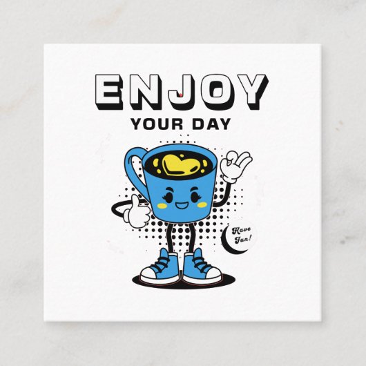 コーヒおもしろいーレトロマスコット–2 スクエア名刺 (正面)