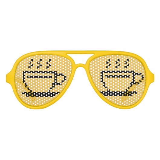 コーヒおもしろいー中毒のパーティーの色合い アビエーターサングラス (正面)