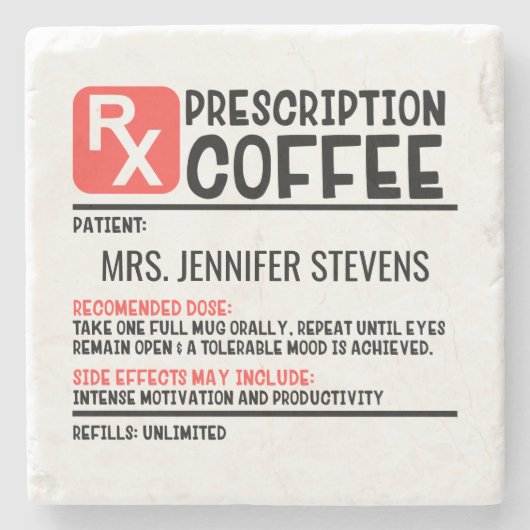 コーヒおもしろいー処方パーソナライズされた名 ストーンコースター (正面)