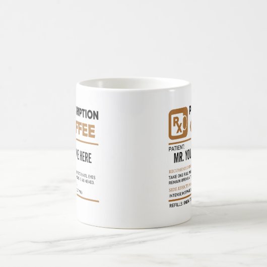 コーヒおもしろいー処方箋パーソナライズされた名 コーヒーマグカップ (中央)