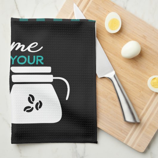 コーヒおもしろいー好きカフェイン中毒性のプレイドパターン キッチンタオル (四つ折り)