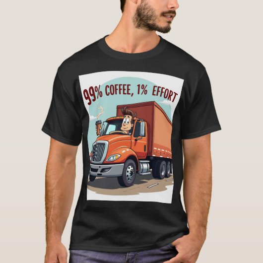 コーヒおもしろいー好きTシャツ：コーヒー99%努力1% Tシャツ (正面)