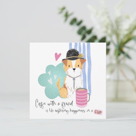 コーヒおもしろいー引用文かわいいテリアpal任意の大事な行事 カード (スタンド正面)