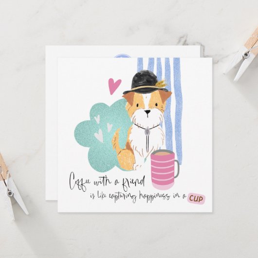 コーヒおもしろいー引用文かわいいテリアpal任意の大事な行事 カード (正面/裏面インサイチュ)