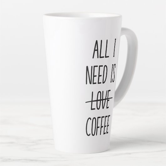 コーヒおもしろいー引用文シンプルミニマル カフェラテマグ (右アングル)