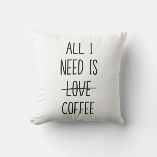 コーヒおもしろいー引用文シンプルミニマル クッション (正面)
