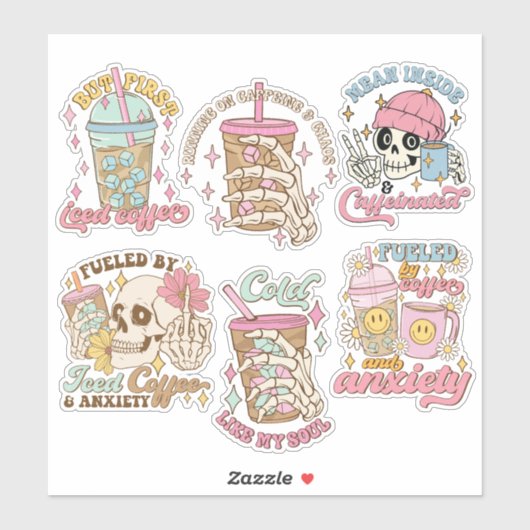 コーヒおもしろいー引用文ビニールステッカーパック シール (シート)