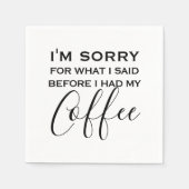 コーヒおもしろいー引用文| 白黒 スタンダードカクテルナプキン (正面)