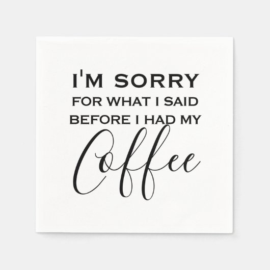 コーヒおもしろいー引用文| 白黒 スタンダードカクテルナプキン (正面)