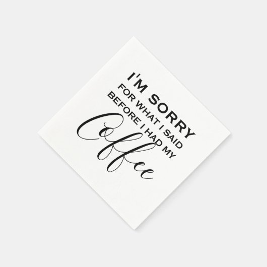 コーヒおもしろいー引用文| 白黒 スタンダードカクテルナプキン (角)