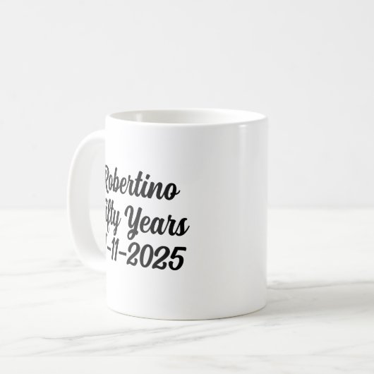 コーヒおもしろいー応援50年50誕生日 コーヒーマグカップ (正面左)