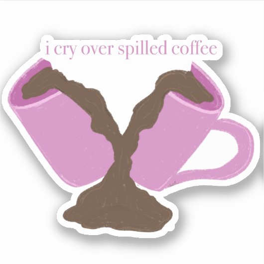 コーヒおもしろいー愛好家のための壊れたマグカップデカール シール (正面)