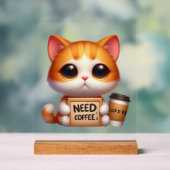 コーヒおもしろいー猫ワードアートが必要 アクリルサイン (ニュートラル)