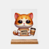 コーヒおもしろいー猫ワードアートが必要 アクリルサイン (正面)