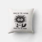 コーヒおもしろいー猫 – 屋外で落ち着き、混沌 クッション (裏面)