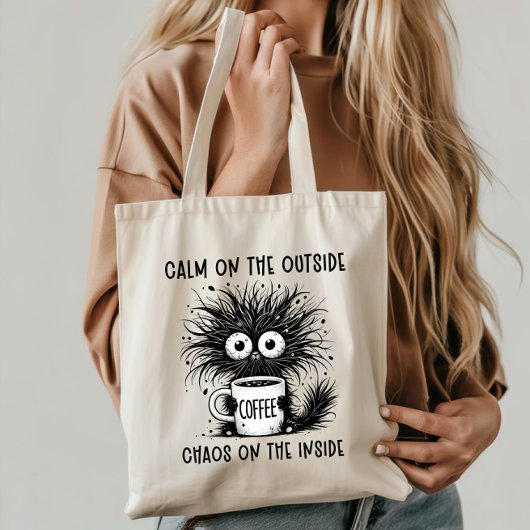 コーヒおもしろいー猫 – 屋外で落ち着き、混沌 トートバッグ