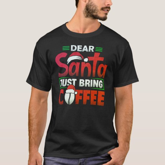 コーヒおもしろいー用のクリスマス頼シャツのサンタ Tシャツ (正面)
