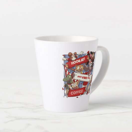 コーヒおもしろいー群集マンガの動物ファンが登場 カフェラテマグ (右アングル)