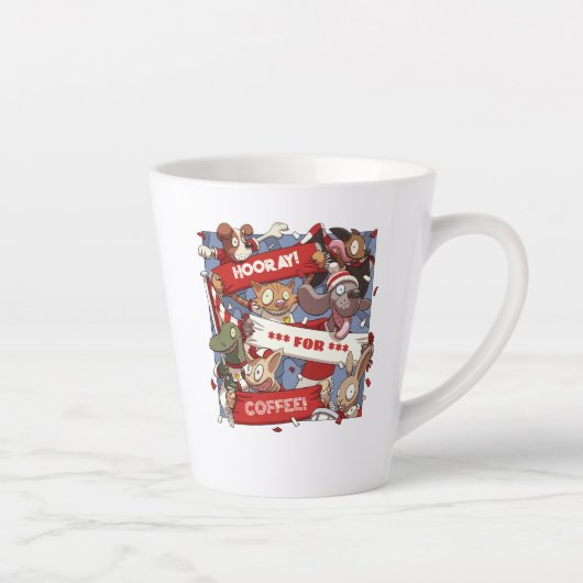 コーヒおもしろいー群集マンガの動物ファンが登場 カフェラテマグ (右)