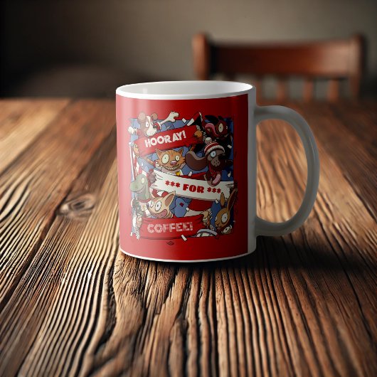 コーヒおもしろいー群集マンガの動物ファンが登場 コーヒーマグカップ