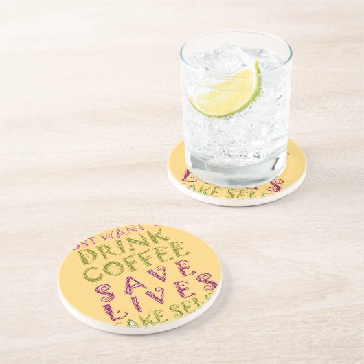 コーヒおもしろいー自撮り引用文デザイン コースター (側面)