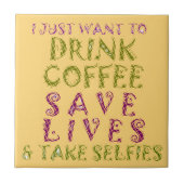 コーヒおもしろいー自撮り引用文デザイン タイル (正面)