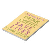 コーヒおもしろいー自撮り引用文デザイン ノートパッド (回転)