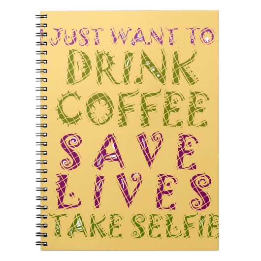 コーヒおもしろいー自撮り引用文デザイン ノートブック (正面)