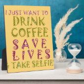 コーヒおもしろいー自撮り引用文デザイン フォトプラーク (側面)