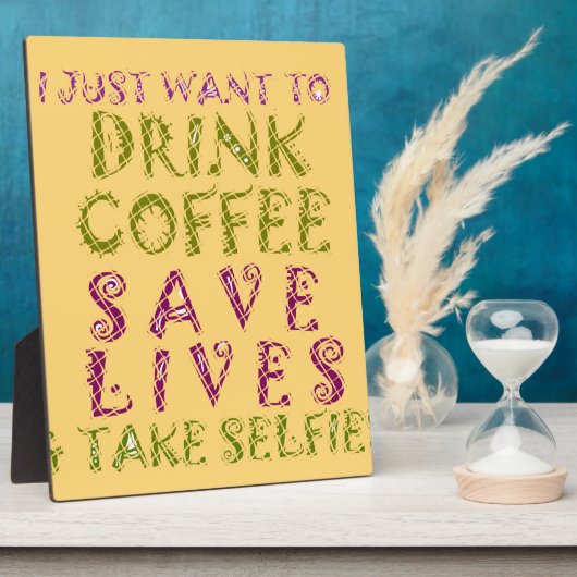 コーヒおもしろいー自撮り引用文デザイン フォトプラーク (側面)