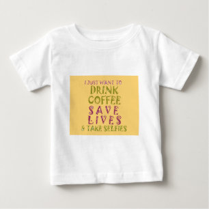 コーヒおもしろいー自撮り引用文デザイン ベビーTシャツ