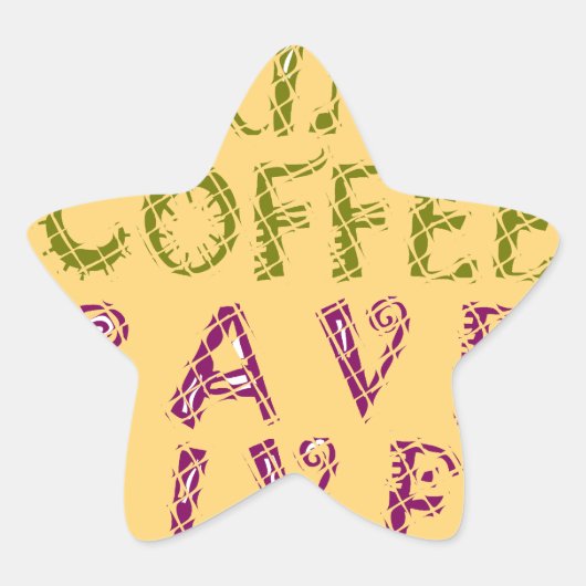 コーヒおもしろいー自撮り引用文デザイン 星シール (正面)