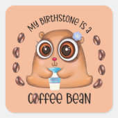 コーヒおもしろいー豆誕生日ワードアート スクエアシール (正面)