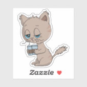 コーヒおもしろいー飲み猫 シール (シート)