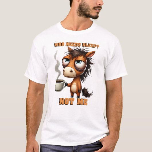 コーヒおもしろいー飲み馬 Tシャツ (正面)