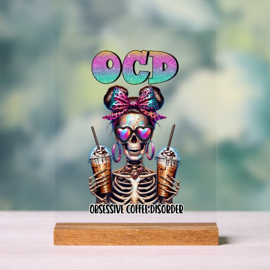 コーヒおもしろいー骨格のワードアート アクリルサイン (ニュートラル)