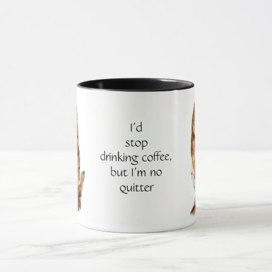 コーヒおもしろいー、キラキラなし、引用文かわいいフクロウ マグカップ (中央)