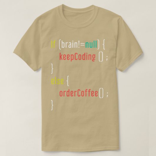 コーヒおもしろいー・プログラミング Tシャツ (デザイン正面)