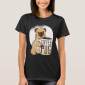コーヒおもしろいーPUG愛犬家グラフィック漫画かわいい Tシャツ (正面)