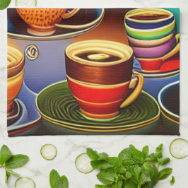 コーヒお洒落ーカップの国 キッチンタオル