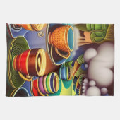 コーヒお洒落ーカップの国 キッチンタオル (横)