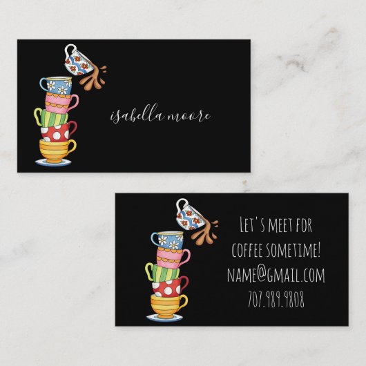コーヒお洒落ーカップはコーヒーのカリンに会おう コーリングカード (正面/裏面)