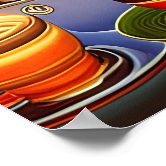 コーヒお洒落ーカップデジタルアートの国 ポスター (角)