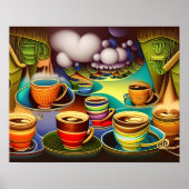 コーヒお洒落ーカップデジタルアートの国 ポスター (正面)